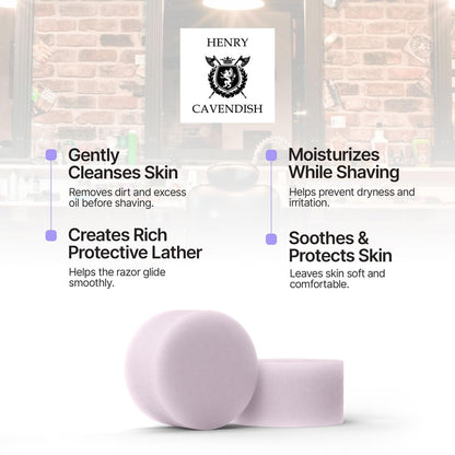 Henry Cavendish Lavender Shaving Soap – All-Natural, Long-Lasting 4 oz Puck Refill with Shea Butter & Coconut Oil for Men and Women Avelisse