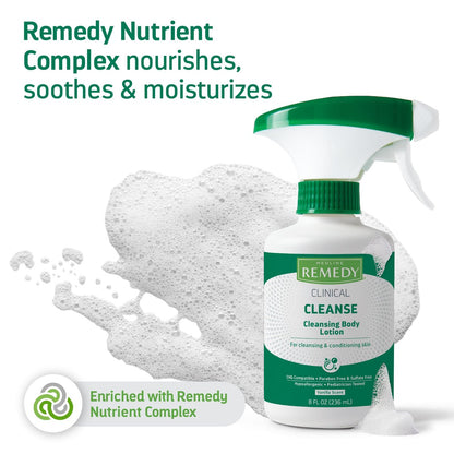 Medline Remedy Clinical Cleansing Body Lotion – No-Rinse, Moisturizing, Vanilla Scent, 8 oz Spray Bottle Avelisse