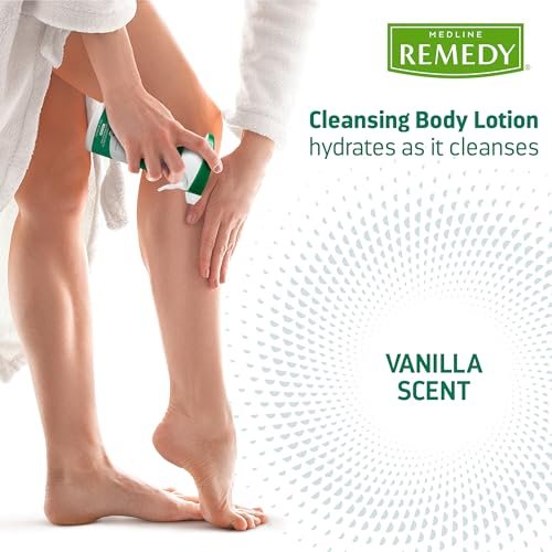 Medline Remedy Clinical Cleansing Body Lotion – No-Rinse, Moisturizing, Vanilla Scent, 8 oz Spray Bottle Avelisse