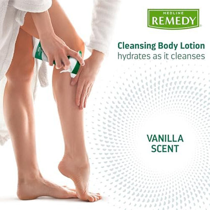 Medline Remedy Clinical Cleansing Body Lotion – No-Rinse, Moisturizing, Vanilla Scent, 8 oz Spray Bottle Avelisse