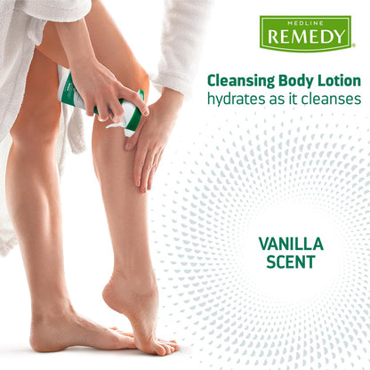 Medline Remedy Clinical Cleansing Body Lotion – No-Rinse, Moisturizing, Vanilla Scent, 8 oz Spray Bottle Avelisse