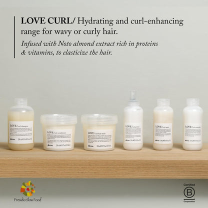 Davines LOVE Curl Shampoo - Gentle Cleanser for Wavy & Curly Hair, Enhances Curl Elasticity, Hydrates with Almond Extract, 8.45 oz