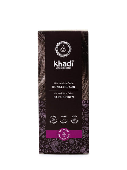 KHADI Dark Brown Natural Hair Color – Herbal & Chemical-Free for Deep, Shiny Dark Brown to Strong Black Brown (3.5 oz) Avelisse