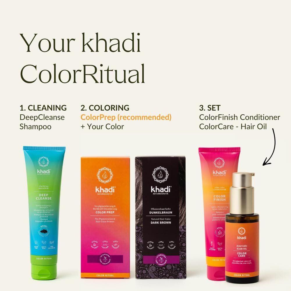KHADI Dark Brown Natural Hair Color – Herbal & Chemical-Free for Deep, Shiny Dark Brown to Strong Black Brown (3.5 oz) Avelisse