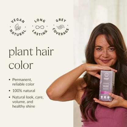 KHADI Dark Brown Natural Hair Color – Herbal & Chemical-Free for Deep, Shiny Dark Brown to Strong Black Brown (3.5 oz) Avelisse