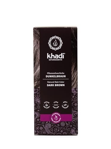 KHADI Dark Brown Natural Hair Color – Herbal & Chemical-Free for Deep, Shiny Dark Brown to Strong Black Brown (3.5 oz) Avelisse