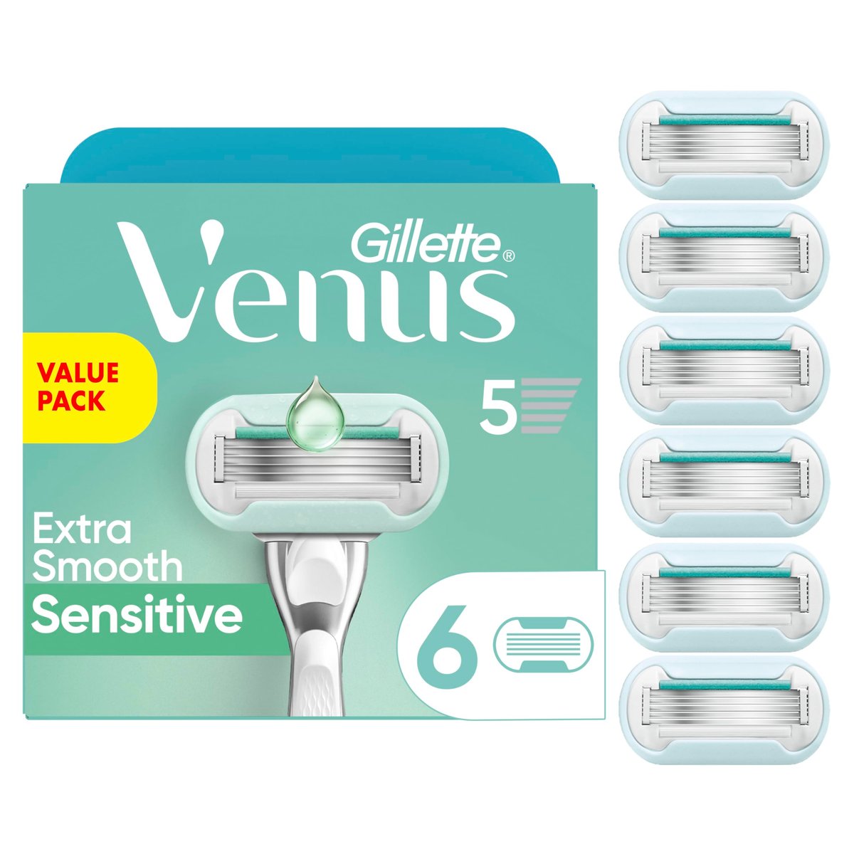 Gillette Venus Extra Smooth Sensitive Women's Razor Blade Refills, 6 Count - Designed for Sensitive Skin Avelisse