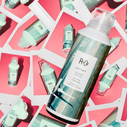 R+Co Aircraft Pomade Mousse – Lightweight Non-Sticky Styling Foam for Texture, Volume & Definition – Anti-Frizz Heat Protectant – Vegan & Paraben-Free – 5.6 oz Avelisse