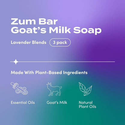 Zum Indigo Wild Goat's Milk Soap Bar - Lavender Blends (3 Pack) - 3 oz Each - Hand & Body Bar Soap with Essential Oils Avelisse