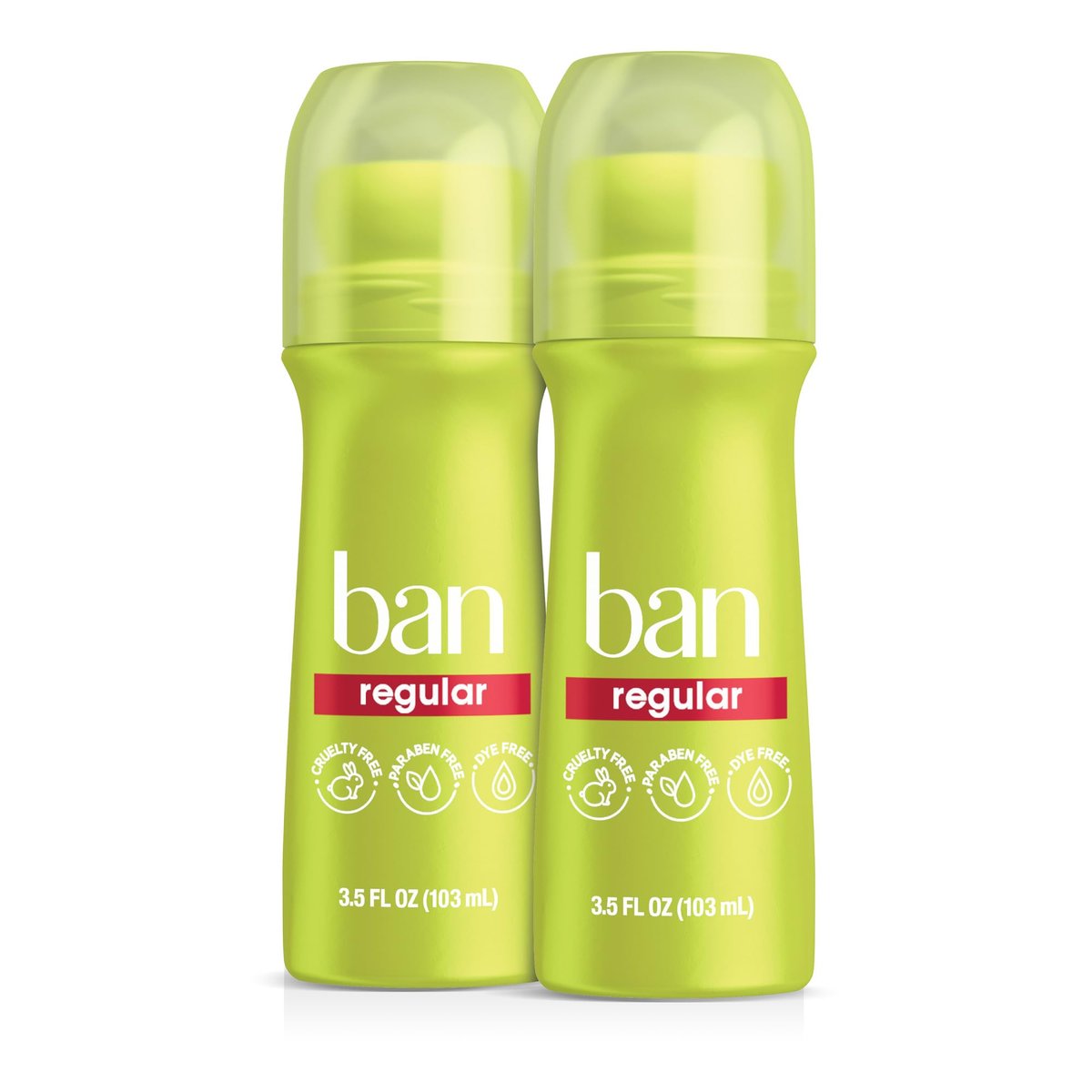 Ban Invisible Roll-on Antiperspirant Deodorant for Women and Men, 24-Hour Underarm Odor & Sweat Protection, Regular, 3.5 Oz, Pack of 2 - görsel 1