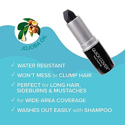 RED by Kiss Quick Cover Root Touch Up Stick – Water-Resistant Temporary Gray Hair Concealer for Roots & Beard, Long-Lasting Coverage, Easy Application (1 Pack, Black)