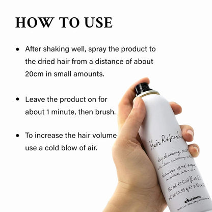 Davines Hair Refresher Dry Shampoo, Oil-Absorbing Volumizing Spray, Rice Starch Formula, No White Residue, 5.07 Fl Oz Avelisse