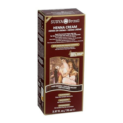 Surya Brasil Henna Cream Dark Brown – 96% Natural, Vegan & Cruelty-Free Semi-Permanent Hair Color