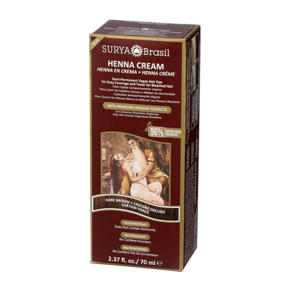 Surya Brasil Henna Cream Dark Brown – 96% Natural, Vegan & Cruelty-Free Semi-Permanent Hair Color