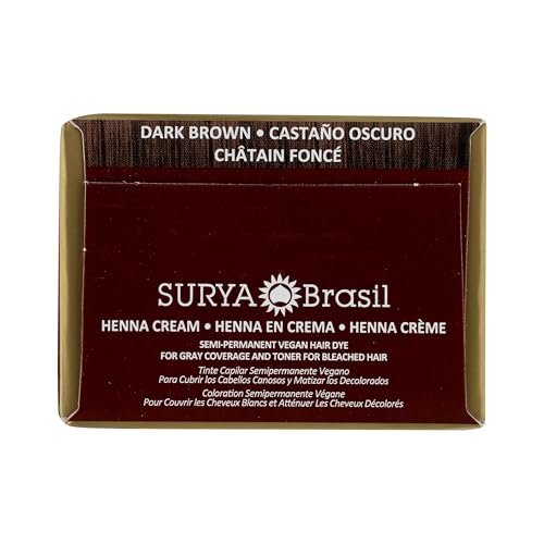 Surya Brasil Henna Dark Brown Cream - Natural Hair Color, 2.37 oz Avelisse