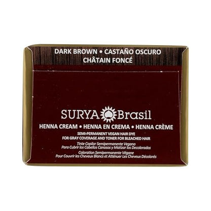Surya Brasil Henna Dark Brown Cream - Natural Hair Color, 2.37 oz Avelisse