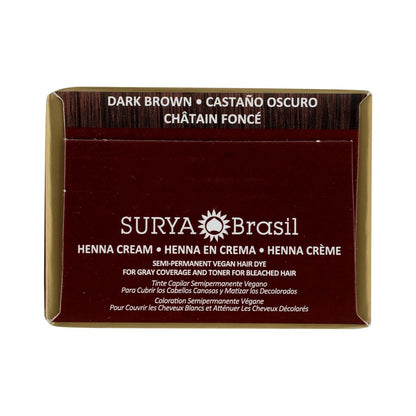 Surya Brasil Henna Cream Dark Brown – 96% Natural, Vegan & Cruelty-Free Semi-Permanent Hair Color
