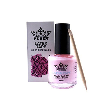 PUEEN Latex Tape Peel Off Cuticle Guard - Pink Skin Barrier Protector for Nail Art (15ml)