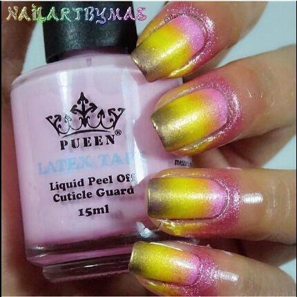PUEEN Latex Tape Peel Off Cuticle Guard - Pink Skin Barrier Protector for Nail Art (15ml) - görsel 13