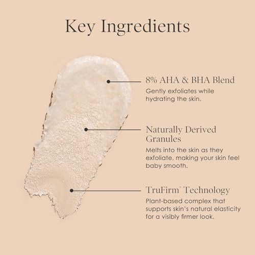 BODY FIRM Crepe Erase Refining Facial Scrub – Anti-Aging Exfoliating Face Wash with AHA & BHA, Promotes Collagen, 6 fl oz Avelisse