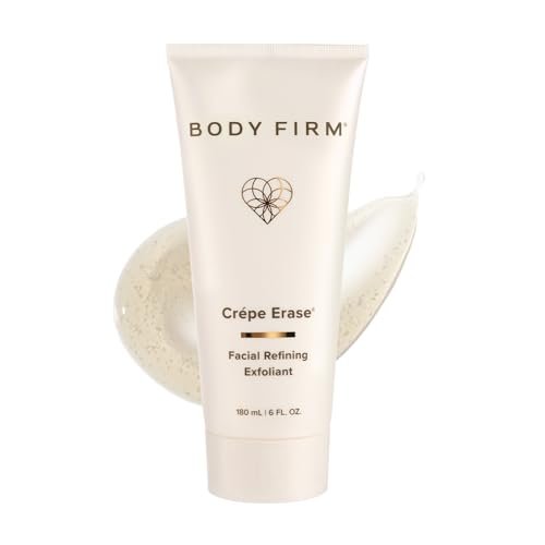 BODY FIRM Crepe Erase Refining Facial Scrub – Anti-Aging Exfoliating Face Wash with AHA & BHA, Promotes Collagen, 6 fl oz Avelisse