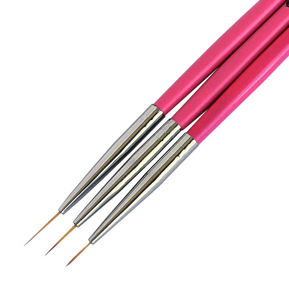 Winstonia Super Fine Nail Art Brush Set - 3 Precision Brushes for Thin Lines & Tiny Details (Berry Wine) - görsel 1