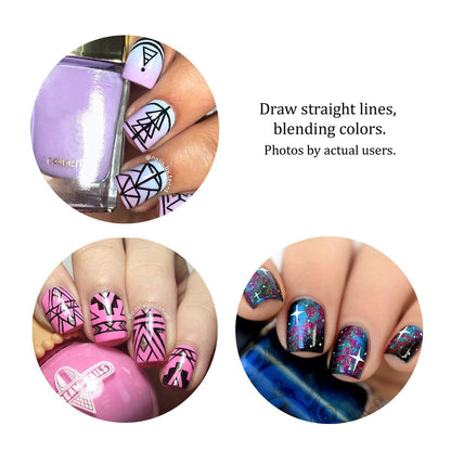 Winstonia Super Fine Nail Art Brush Set - 3 Precision Brushes for Thin Lines & Tiny Details (Berry Wine)