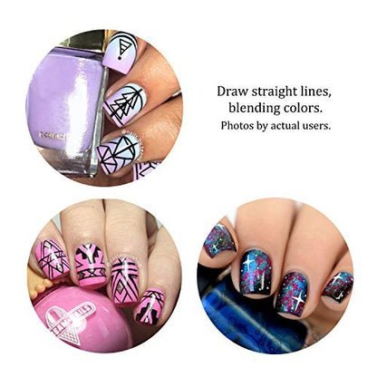 Winstonia Super Fine Nail Art Brush Set - 3 Precision Brushes for Thin Lines & Tiny Details (Berry Wine)