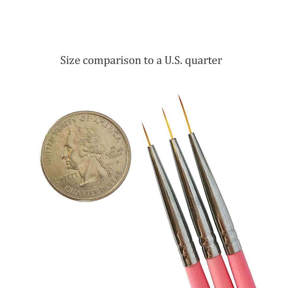 Winstonia Super Fine Nail Art Brush Set - 3 Precision Brushes for Thin Lines & Tiny Details (Berry Wine) - görsel 5