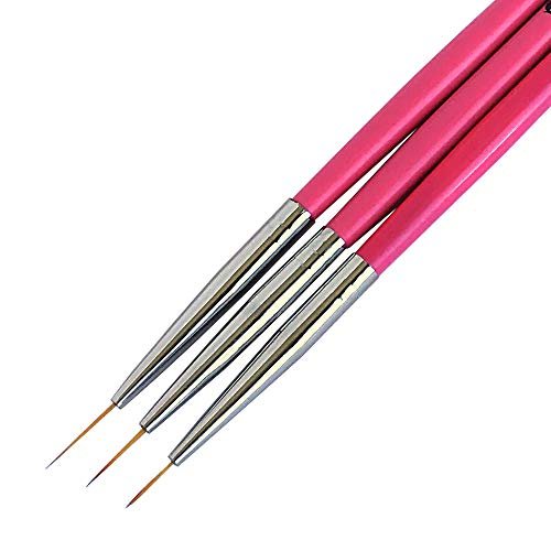 Winstonia Super Fine Nail Art Brush Set - 3 Precision Brushes for Thin Lines & Tiny Details (Berry Wine) - görsel 2
