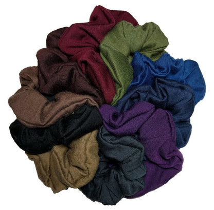 Threddies Cotton Scrunchie Set, 10 Pack - Dark Colors, Gentle Hair Ties for All Hair Types