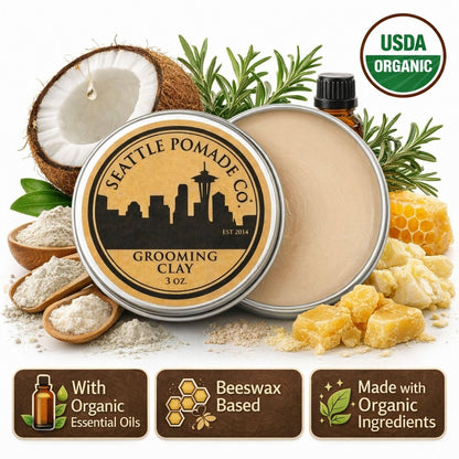 Seattle Pomade Co. Grooming Clay for Hair - USDA Certified, Organic Essential Oils, Beeswax Based (3 oz) Avelisse