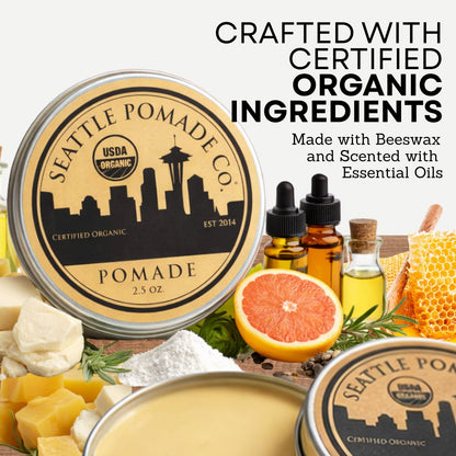 Seattle Pomade Co. USDA Certified Organic Pomade - Medium Hold & High Shine, Non GMO Hair Styling Formula, 2.5 oz Avelisse