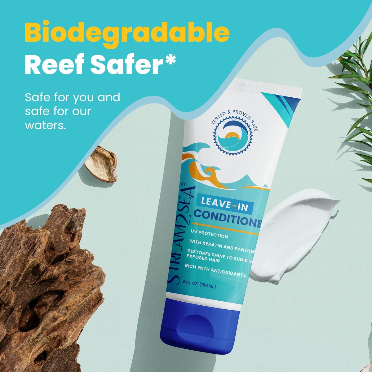 Stream2Sea Leave-In Hair Conditioner – Detangling & Moisturizing, Reef Safe, UV Protection, Sulfate & Paraben Free - görsel 14