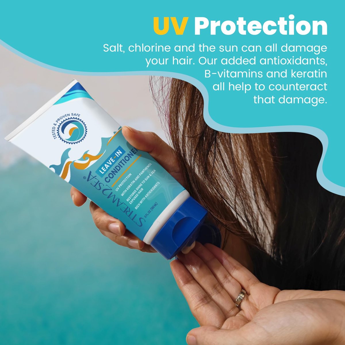 Stream2Sea Leave-In Hair Conditioner – Detangling & Moisturizing, Reef Safe, UV Protection, Sulfate & Paraben Free - görsel 12