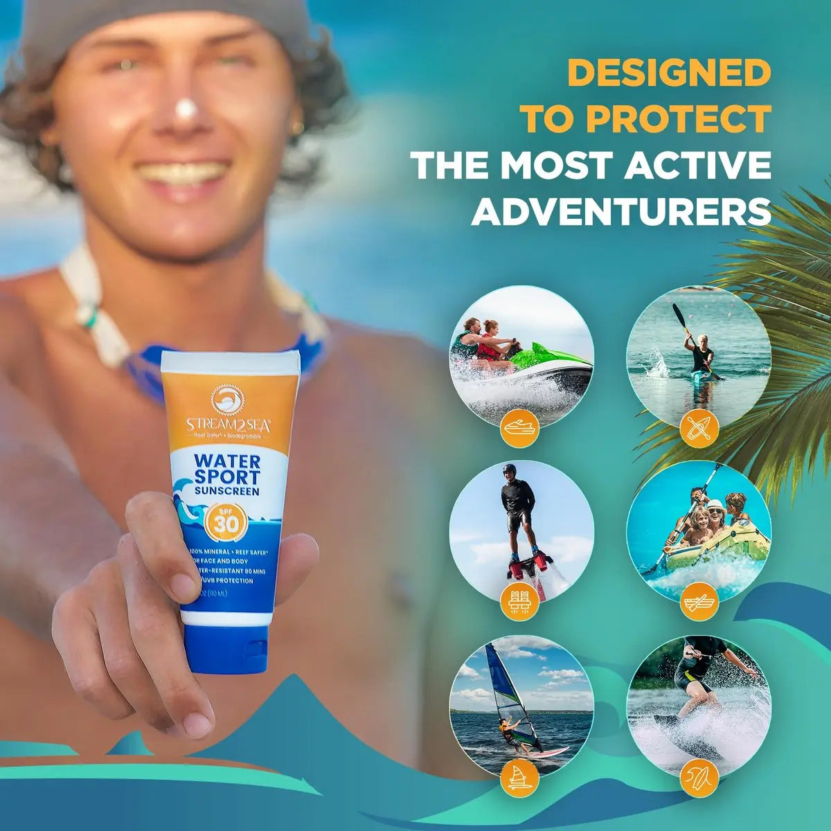 STREAM 2 SEA SPF 30 Biodegradable Mineral Sunscreen - 3 Fl Oz Non-Greasy & Moisturizing Reef Safe Sunscreen for Face and Body UVA/UVB Protection Avelisse