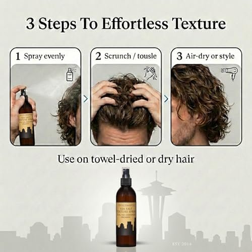 Seattle Pomade Co. Certified Organic Sea Salt Spray – Natural Texturizing Spray for Men & Women, 8 fl oz, Non-GMO & Vegan Avelisse