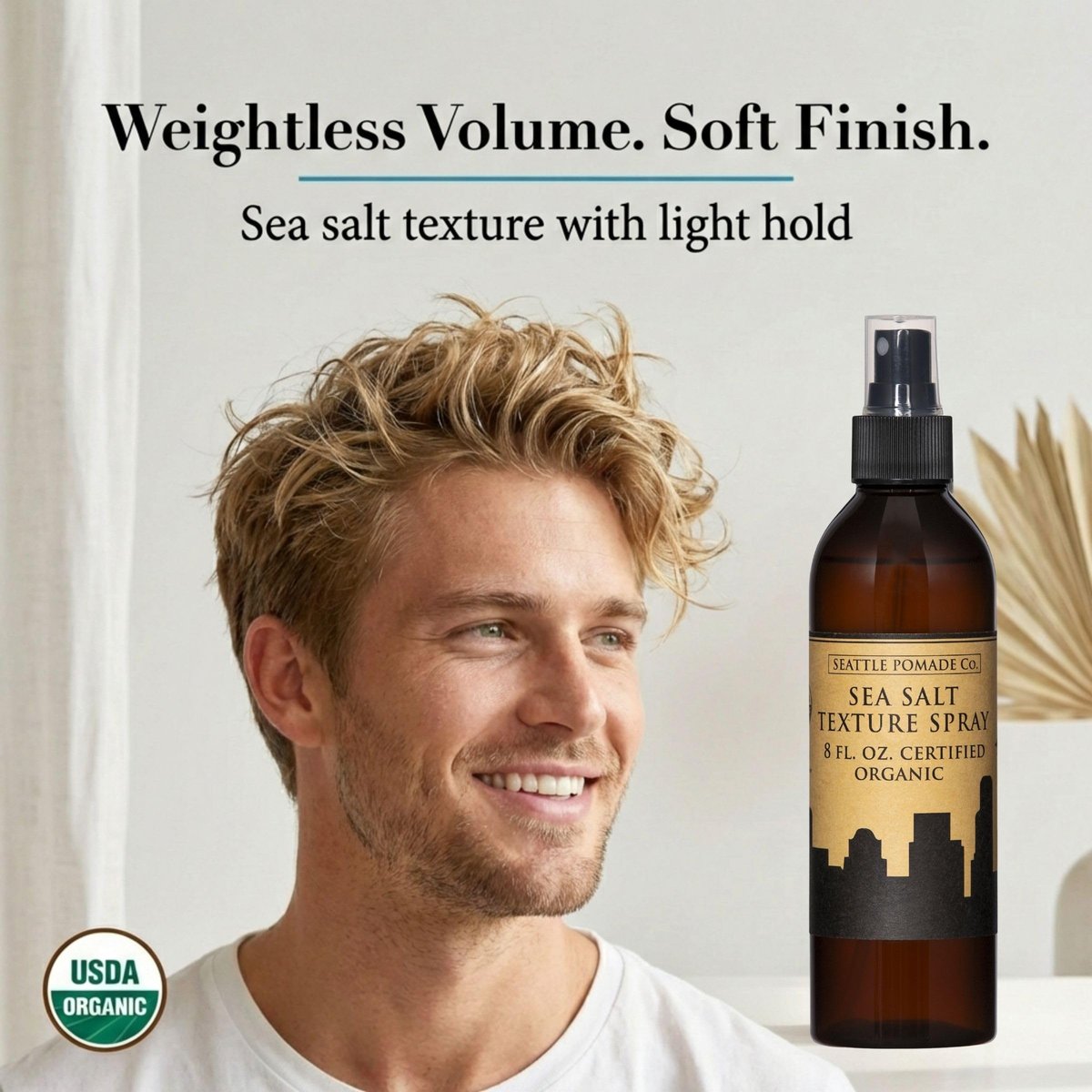 Seattle Pomade Co. Certified Organic Sea Salt Spray – Natural Texturizing Spray for Men & Women, 8 fl oz, Non-GMO & Vegan Avelisse