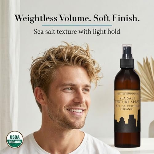 Seattle Pomade Co. Certified Organic Sea Salt Spray – Natural Texturizing Spray for Men & Women, 8 fl oz, Non-GMO & Vegan Avelisse