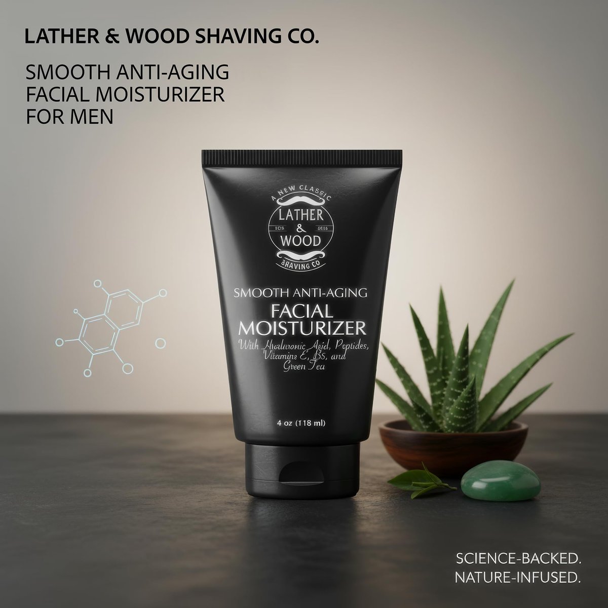 Advanced Face Lotion for Men – Natural, Fast Absorbing, Non-Greasy Moisturizer – Calms & Hydrates Dry, Flaky Skin – Fragrance Free – Made in USA – 4oz Avelisse