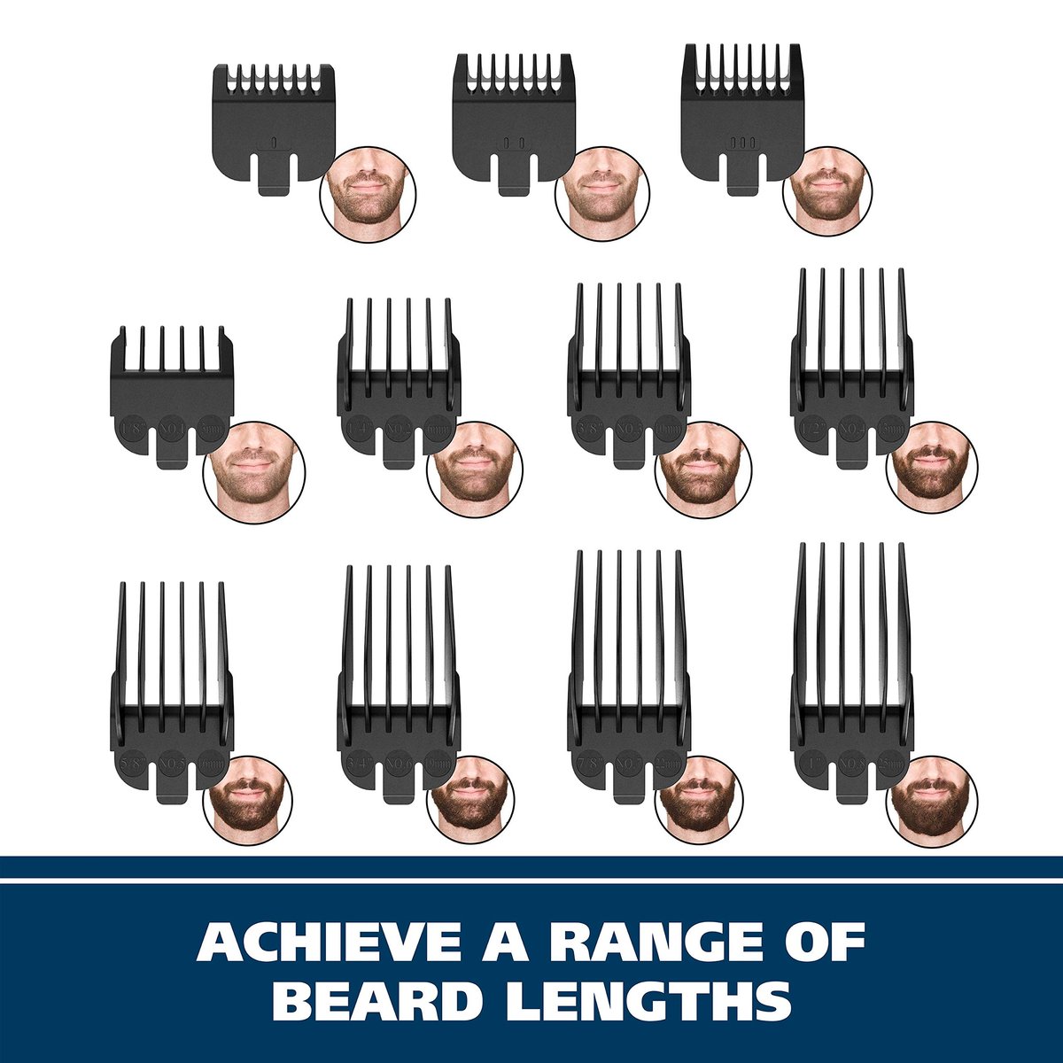 Wahl Lithium Ion Total Beard Trimmer for Men - Model 9888, 19 Piece Set, Stainless Steel Blades, Black/Silver Avelisse