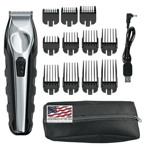 Wahl Lithium Ion Total Beard Trimmer for Men - Model 9888, 19 Piece Set, Stainless Steel Blades, Black/Silver Avelisse