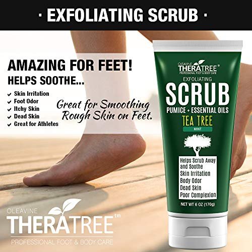 Oleavine TheraTree Tea Tree Oil Exfoliating Body Scrub – Deep Cleansing Charcoal Scrub with Peppermint, Spearmint & Neem for Healthy-Looking Skin, 6 oz Avelisse