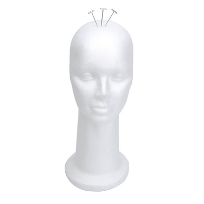 BHD BEAUTY 15" Styrofoam Mannequin Head for Wig Display and Hat Stand - White Foam Avelisse