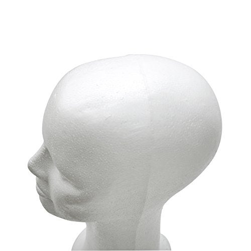 BHD BEAUTY 15" Styrofoam Mannequin Head for Wig Display and Hat Stand - White Foam Avelisse