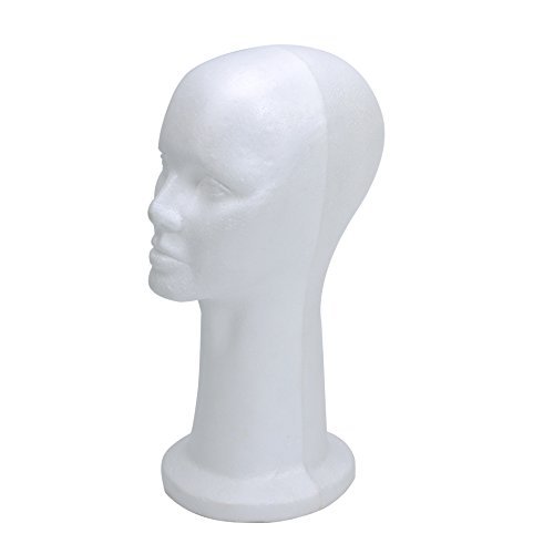 BHD BEAUTY 15" Styrofoam Mannequin Head for Wig Display and Hat Stand - White Foam Avelisse