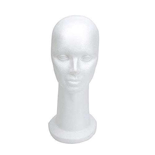 BHD BEAUTY 15" Styrofoam Mannequin Head for Wig Display and Hat Stand - White Foam Avelisse