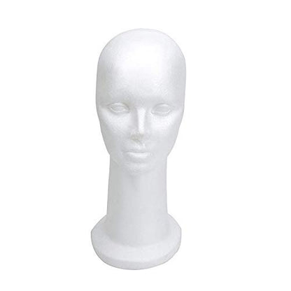 BHD BEAUTY 15" Styrofoam Mannequin Head for Wig Display and Hat Stand - White Foam Avelisse