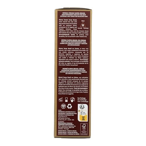 Surya Brasil Henna Cream Red - 97% Natural, Vegan, Cruelty-Free Semi-Permanent Hair Color for Deep Hydration & Shine (2.37 oz) Avelisse