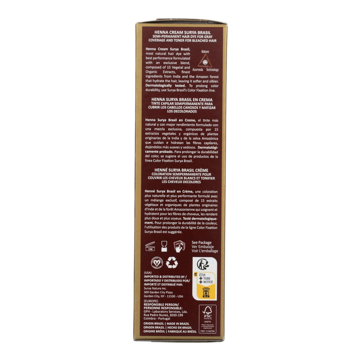 Surya Brasil Henna Cream Red - 97% Natural, Vegan, Cruelty-Free Semi-Permanent Hair Color for Deep Hydration & Shine (2.37 oz) Avelisse